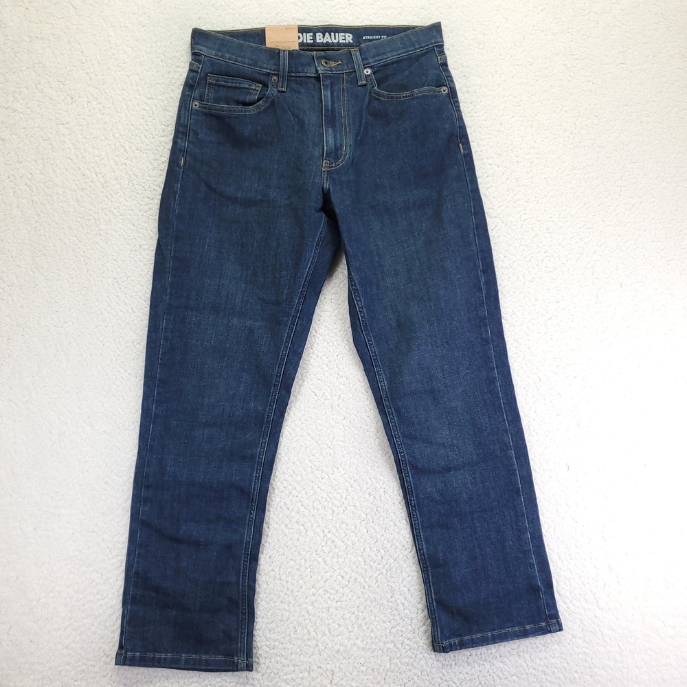 Eddie Bauer Mens Straight Fit Dark Wash Stretch Denim Jeans 30x29 Indigo 1741596